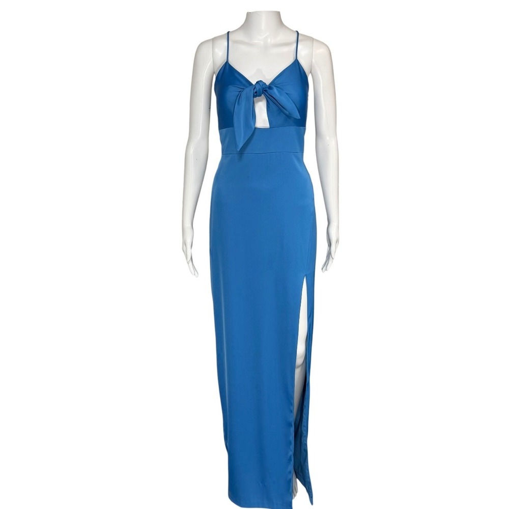 Aidan Mattox Ocean Dream Blue Tie Front Bodice Gown Maxi Dress MN1E207109 Sz 10